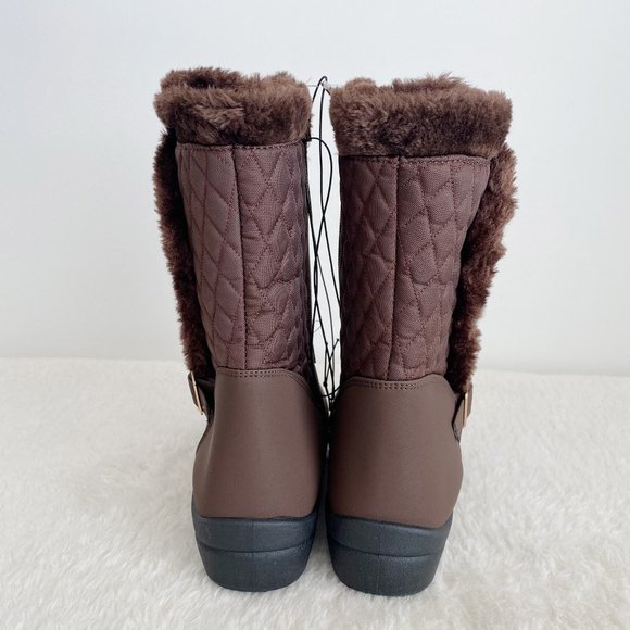 Cherokee Women's Mid Calf Boots, Zip Side, Faux Fur Lining, Brown, Size 9 - Picture 4 of 11